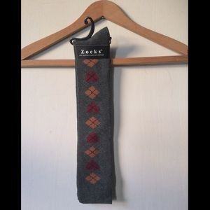 New with tags gray, crimson, and amber argyle knee highs